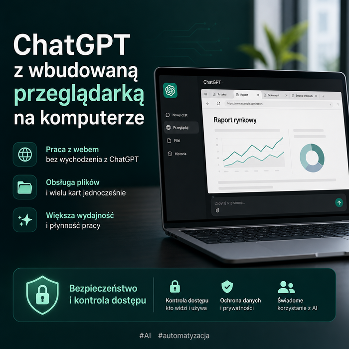 ChatGPT z wbudowaną przeglądarką na komputerze